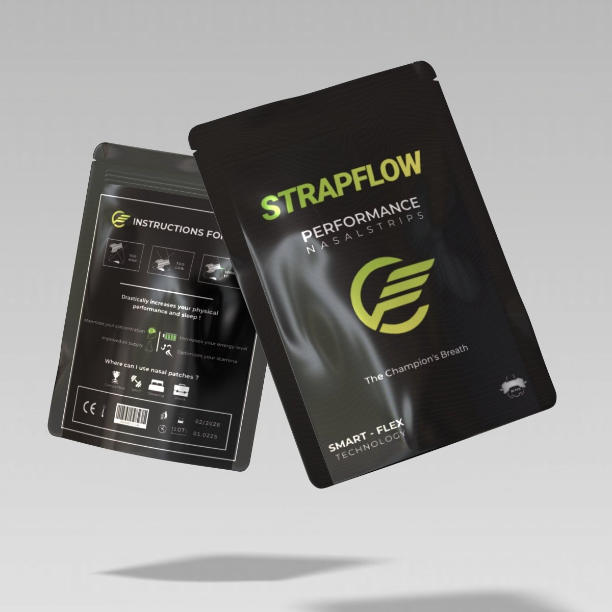 Strapflow Performance Nasal Strips — Black 30-Pack