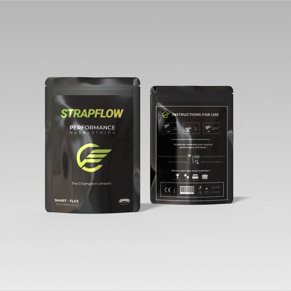 Strapflow Performance Nasal Strips — Black 30-Pack